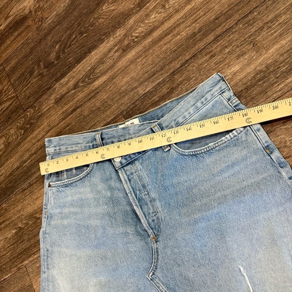 Agolde Criss Cross Buttonfly Distressed Denim Skirt Size 30 - Picture 7 of 12